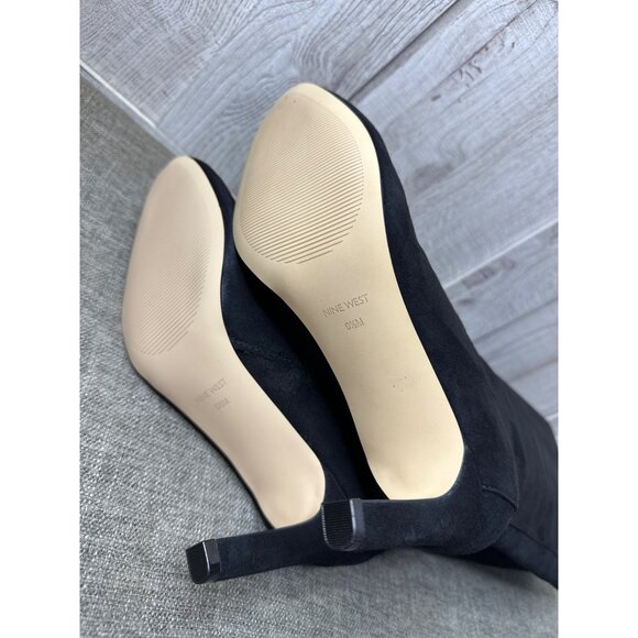 Nine West Sancha Womens Size 9.5 Black Suede Knee High Stiletto Heel Boots - Picture 7 of 11